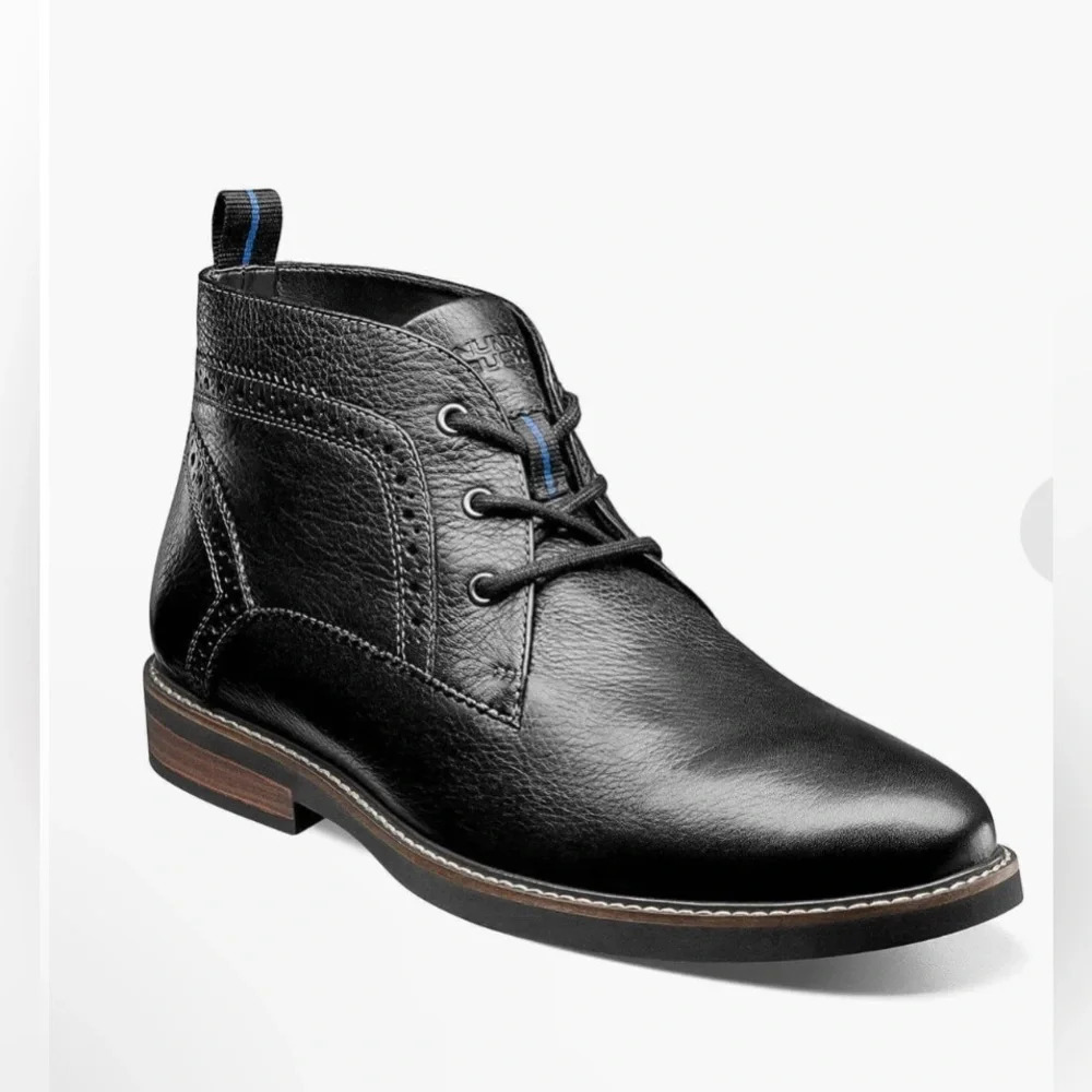 Nunn Bush Ozark Plain Toe Chukka Boot | Black Tumble | 8 Extra Wide